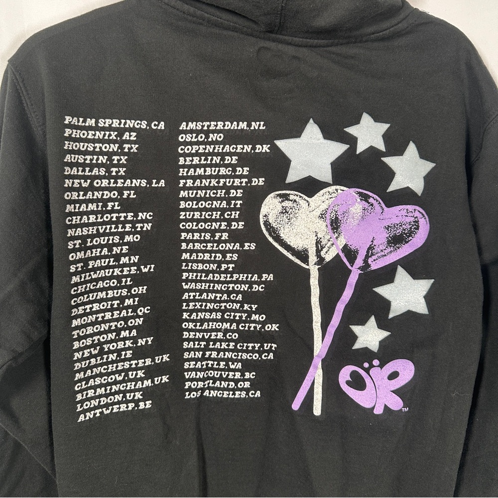 Olivia Rodrigo GUTS Tour Merch Hoodie Black Purple Graphic Spill Ur Guts Small - Picture 11 of 12